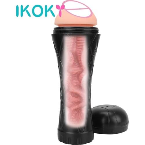 IKOKY Vagina Real Pussy Penis Pump Glans Sucking Erotic Sexy Trophy Sex Toys For Men Male Masturbation Cup