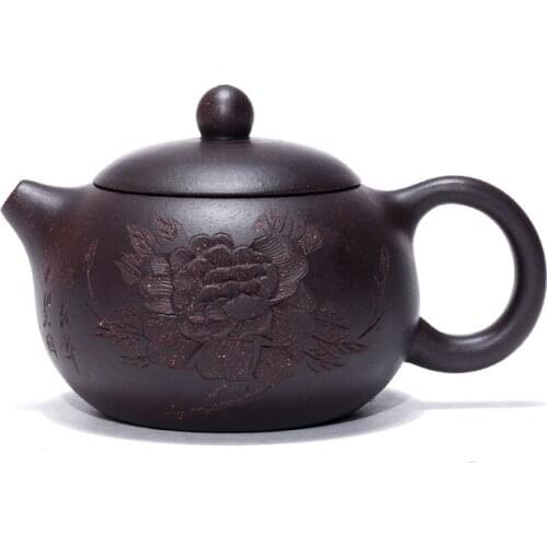 Yixing Purple Clay Tea Pot 160ml Zisha Teapot Raw Ore Black Galaxy Peony Xi Shi Kung Fu Tea Set