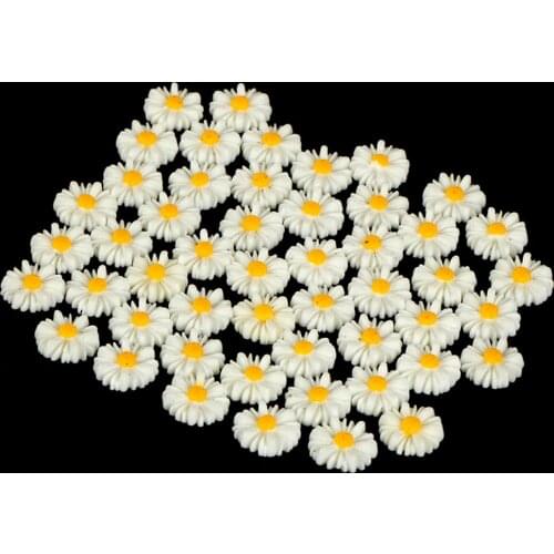 Wholesale 50PCS/lot 13mm Resin Vintage Style Daisy Flower Flat Back Cameo Cabochon For Jewelry Making Earring Accessories