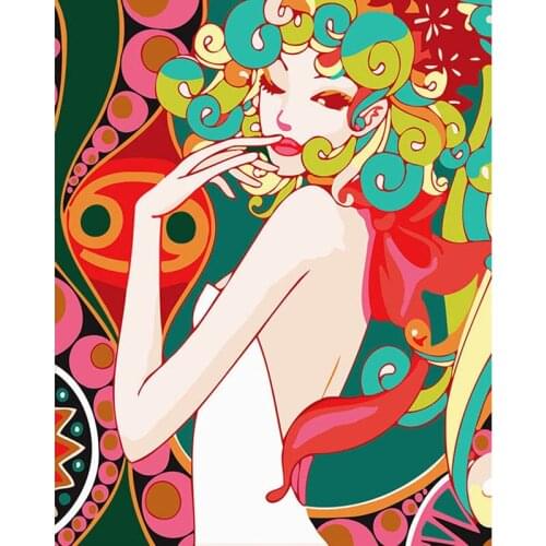 Hot Selling oil Painting framed Picture Painting By Numbers Handwork Draw On Canvas Wall Sticker Fashion girl 40*50cm DY058