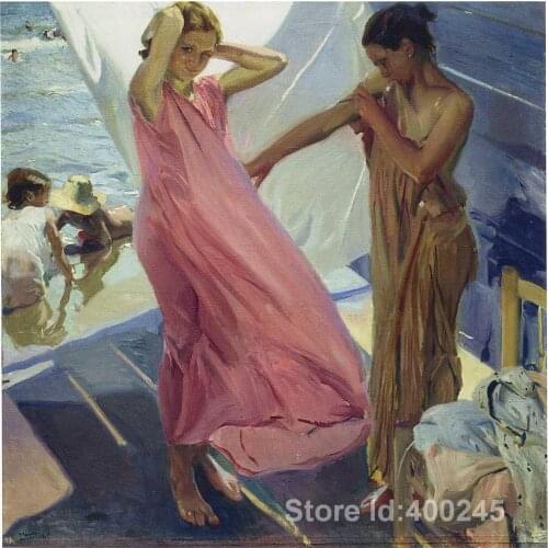 Paintings by Joaquin Sorolla y Bastida After the Bath Valencia beach art Hand painted High quality