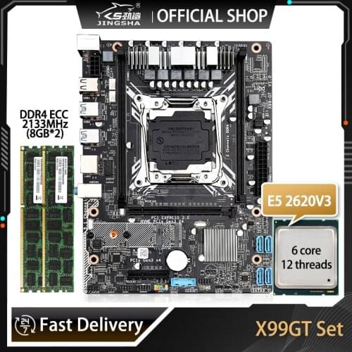 Jingsha X99 Motherboard Set with Intel XEON E5 2620 V3 with 2*8G DDR4 ECC Memory 1333MHZ Combo Kit NVME SATA USB 3.0