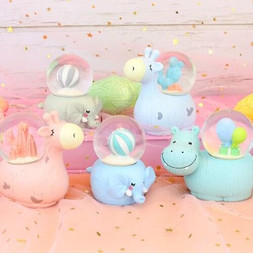 Creative Crystal Ball Ornament Bedroom Decoration Cartoon Pattern Cute Deer Elephant Hippo With Light Student Christmas Gift