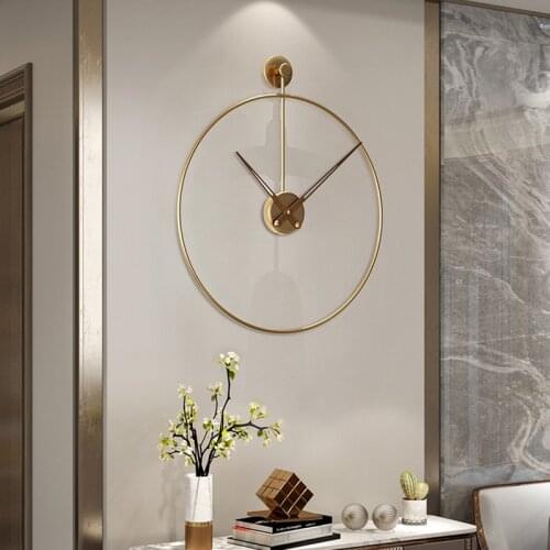 Minimalist Metal Wall Clock Iron Silent Large Living Room Wall Clock Modern Design Self Adhesive Watch Horloge Home Decor DK50WC