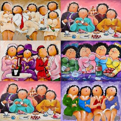 Full square/round drill 5d diy cartoon diamond painting fat ladies mozaik diamond embroidery cross stitch kit sale woman N672