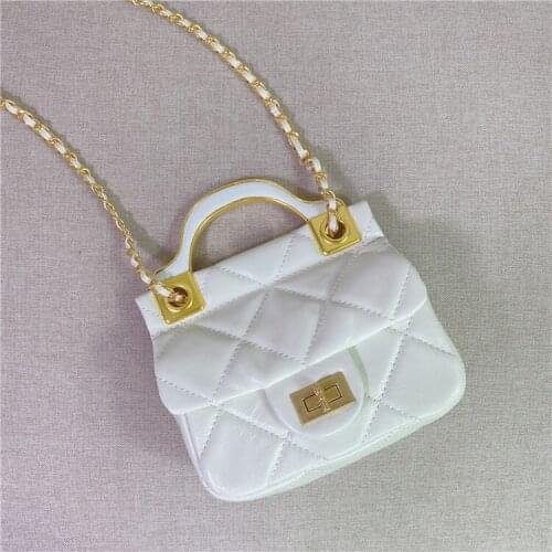 2021 New Leather Sheepskin Rhombic Chain Handle Bag Fashion Shoulder Messenger Mini Bag Trendy