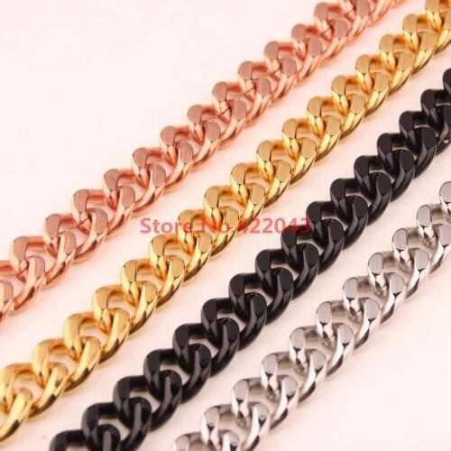 7-40" Highly Quality Mens 15MM Silver /Gold /Rose Gold/Black color Stainless Steel Necklace Cuban Curb Link Chain