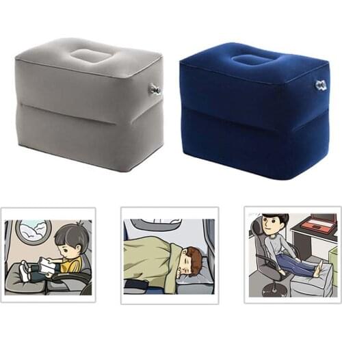 Portable Pad Mat Footrest Pillow Home Outdoor Foot Relief Cushion PVC Gray Train Flight Travel Inflatable Foot Rest Pillows