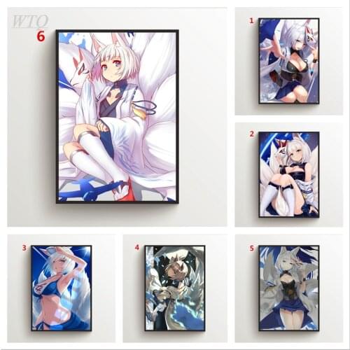 Azur Lane Kaga Amagi Poster Canvas Painting Anime Posters Wall Decor Poster Wall Art Picture Photos for Childrens Room Decor