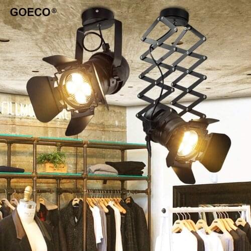 Retro Ceiling Lmap Industrial Painted Track Ceiling Light Exhibition Hall Bar Hotel Bedroom Living Room Telescopic Spotlight LED