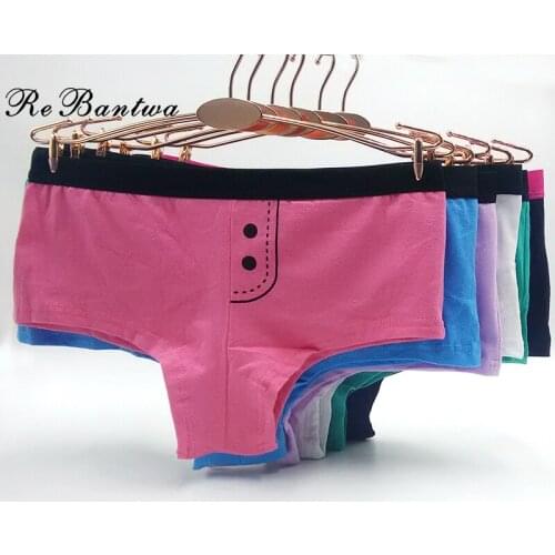 Rebantwa 10pcs Sexy Panties Boyshorts Knickers underpants Intimates Women Underwear Cotton Printed Ladies Knickers