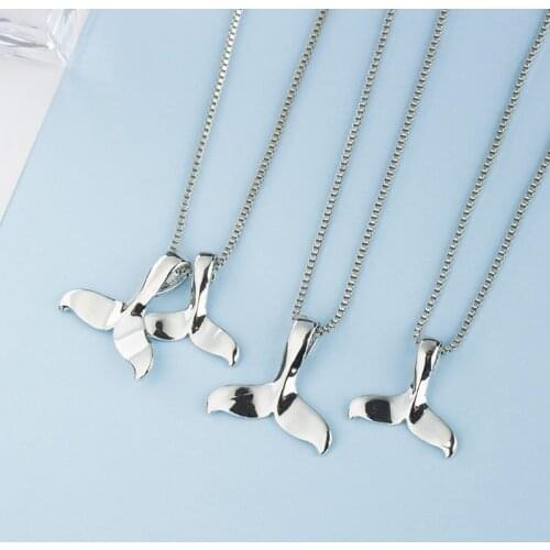 Mermaid Dolphin Fishtail 2 Kinds Chains Silver Plated Necklace for Women