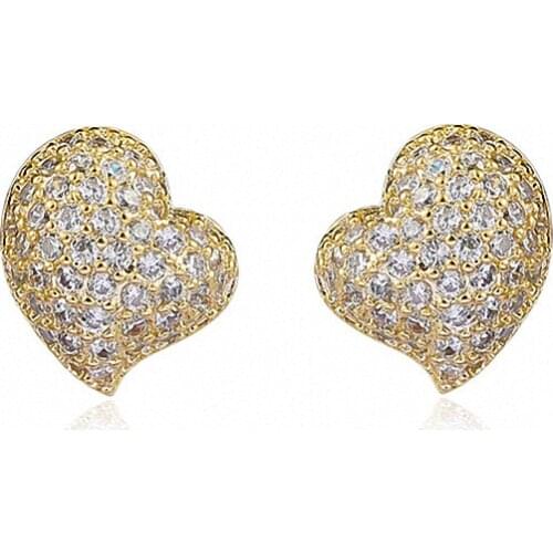 New Design Luxury Crystal Heart Stud Earrings Fashion Romantic Love Earrings for Woman Wedding Jewelry Accessories Gift LE1461