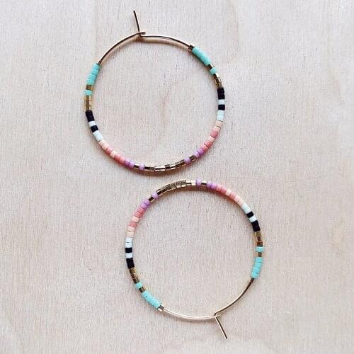 Go2Boho 2021 Beaded Hoop Earring Stainless Steel Circle Miyuki Beads Earrings Big Round Simple Ear Ring for Women Party Jewelry