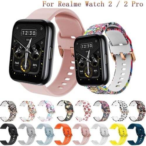 Silicone WatchBand Strap For Realme Watch 2 / 2 Pro SmartWatch WristBand For Realme Watch S/ Pro Bracelet Wriststrap Belt Correa