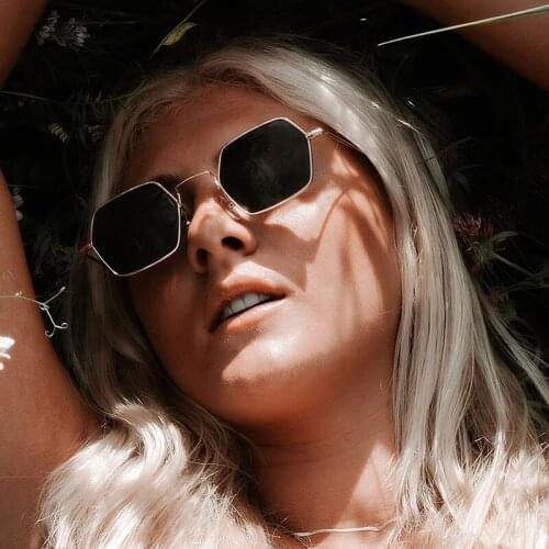 HKNA Retro Alloy Frame Sunglasses Women Vintage Polygon Women Eyewearluxury Brand Designer Sun Glasses for Women/Men Gafas