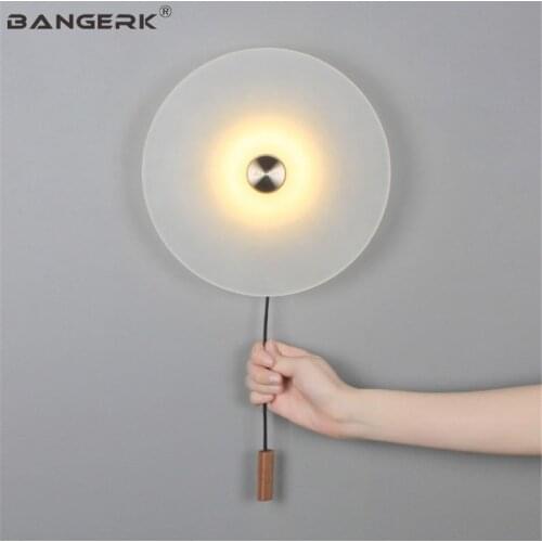 BANGERK Nordic Design Modern LED Wall Lamp Loft Iron Glass Sconce Wall Lights Bedside Pull Switch Home Decor Lighting Fixtures