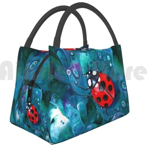 Cooler Lunch Bag Picnic Bag SheS A Lady Wendy Franz Wendy Franz Art Fluid Art Acrylic Pour Acrylic Pour Art Bug