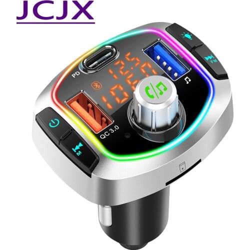 LED Backlit Bluetooth FM Transmitter Car MP3 TF/U Disk Player Handsfree Car Kit Adapter Dual USB QC 3.0+PD Type C Fast Charger