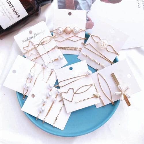 Korean Heart Style Girl Hair Wear Pearl Flower Gold Color Star Hair Jewelry for Woman Lovely 3 piece one set Jewerly for Hair