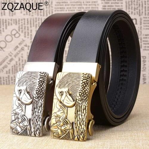 High Grade Vintage Style Mens Leather Belts Eagle Pattern Automatic Buckle Straps For Pants Best Gifts Genuine Leather SY1778