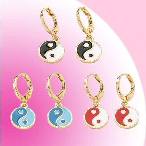 Y2K Jewelry Black White Yin Yang Earrings for Women Metal Vintage Punk Goth Earring Charms Fashion 90s Aesthetic Gifts New 2021