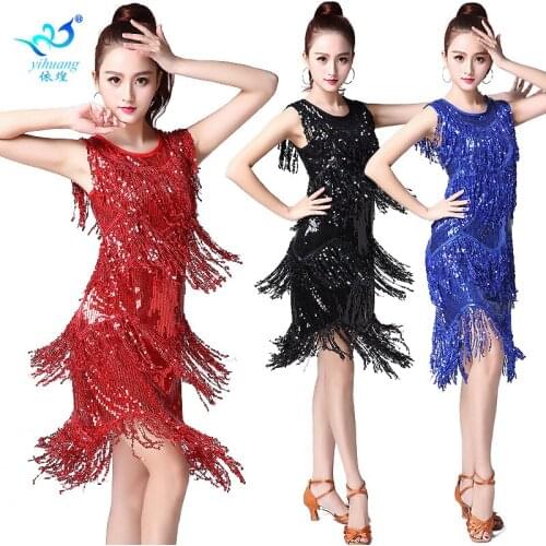 Tassel dance skirt adult Latin dance adult modern stage performance Costume New Sequin Dance Costume