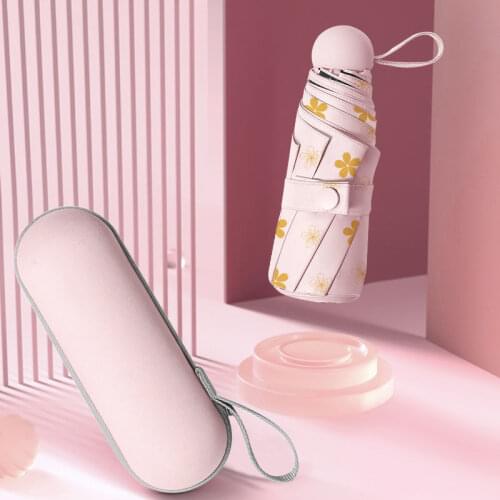 Umbrella Female Machine Five-folding Sun Umbrella Sunny Rain Sunscreen Dual-use UV Protection Student Folding Small Mini Manual