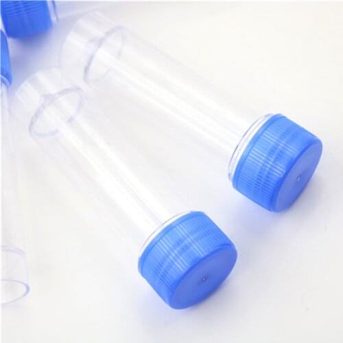 10pcs 30ml Stool Chemistry Plastic Test Tubes With Spoon Clear Specimen Test Container Blue Screw Top Wholesale