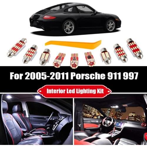 15pcs For 2005-2011 Porsche 911 997 White Canbus Error Free LED License Plate Lamp Interior Map Dome Light Bulbs Kit