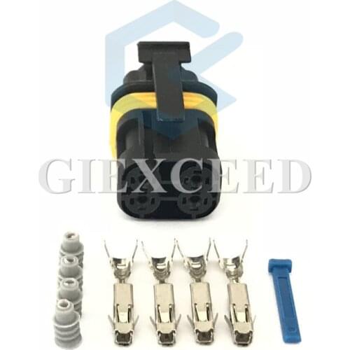 2 Sets 4 Pin Female Automotive Connector Wire Harness Waterproof Socket For Car