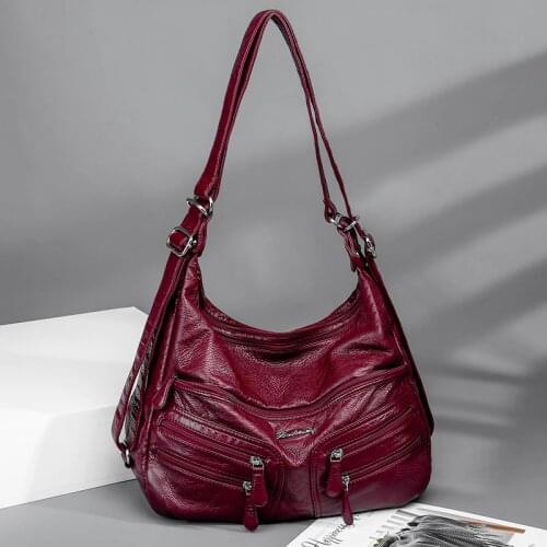 2020 New Women Leather Luxury Handbags Soft Large Capacity Casual Tote Bags High Quality Female Leather Shoulder Bags Female Sac