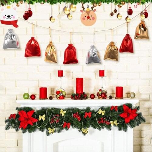 24 Pcs Christmas Gift Bags Candy Storage Pouch DIY Calendar Countdown Burlap Bag Christmas Advent Calendar Bag Calendrier Avent