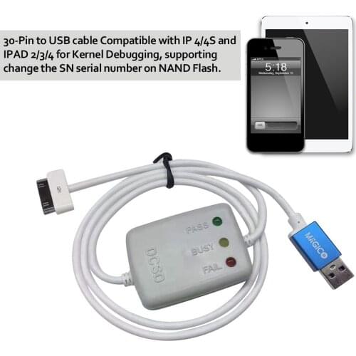 30Pin DCSD Serial Port Engineering Cable Debugging Change IMEI SN Number Cable Compatible with IP 4/4S IC Repairing USB Cable