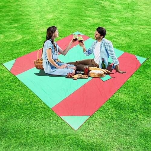 300x280cm Sand Free Beach Blanket Waterproof Nylon Beach Sand-proof Pocket Picnic Mat Outdoor Travel Camping Folding Blanket