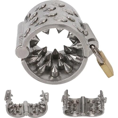 4 Rows Teeth Cock Lock Adult Sex Toys Male Chastity Scrotum Testicle ​Stimulation Lock Penis Ring Pendant Sex Toys For Men