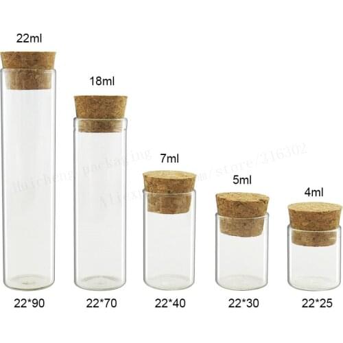 500 x Transparent Small Cute Mini Cork Stopper Glass Tubes Vials Jars Display Containers 4ml 5ml 7ml 18ml 20ml