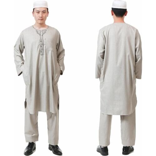 Bangladesh Arabic Thobe 2 Pieces Set Muslim Men Pakistan Islamic Clothing Man Arabic Qamis Kaftan Hombre Djellaba Homme Kurta