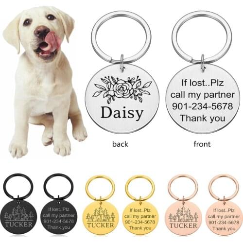 Free Engraving Pet Dog Cat Collar Accessories Decoration Pet ID Dog Tags Collars Stainless Steel Cat Tag Customized Tag
