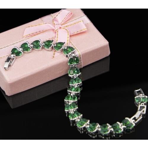 Shiny CZ Side by Side Water Drops Shape Many Colors Silver Color Jewelry Bracelet Bangle Zirconia Lovers' Best Gift Women Girls