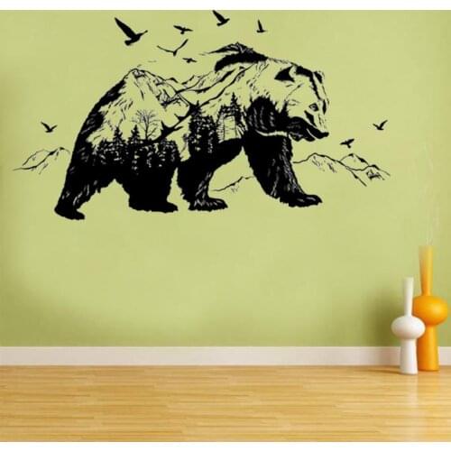 Big Black Bears Fish Mountain Wall Sticker Art Decals DIY Home Decoration New Design Vinyl Wall Tattoo Vinyl Wall Murals Mural