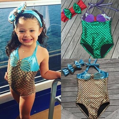 Toddler Baby Kids Girl Mermaid Bikini Swimsuit Fish Scale Swimwear Bathing Suit Swimming