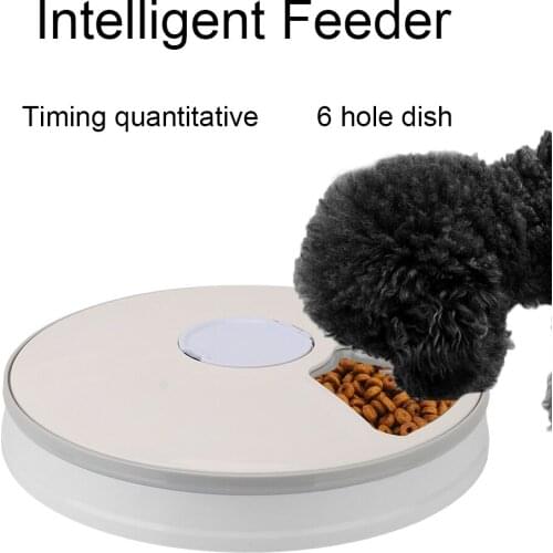 Electric Dry Wet Food Dispenser With Voice Recorder Round Timing Feeder 6 Meals 6 Grids for Cat Dog Pet Automatic Feeder