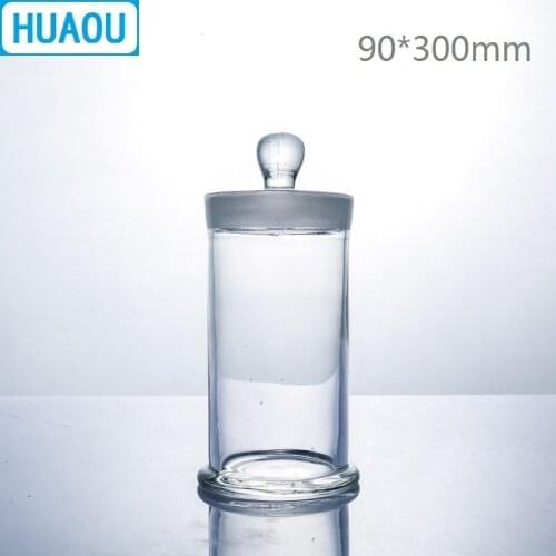 HUAOU 90*300mm Specimen Jar with Knob and Ground-In Glass Stopper Medical Formalin Formaldehyde Display Bottle