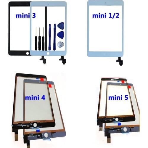 For iPad Mini 1 2 3 4 A1432 A1454 A1455 A1489 A1490 A1491 Touch Screen Digitizer Sensor Glass Panel+IC+Button+Tesa Replacement