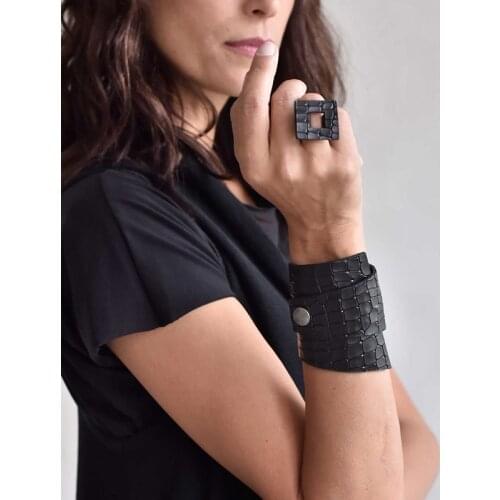 A Rings for Womens Leather Ring - Fashion Charms Punk Style Jewelry Designer Art Popular Street Fashion Things Handmade New 1P