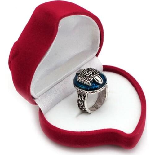 Jewelry Ring Box Velvet Heart Shaped Red Rose Pattern Love Ring Storage Display 652B