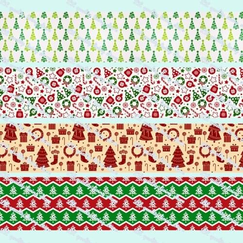 25MM-75MM Christmas party printed grosgrain ribbon for home decoration accessories mariage 50Yards