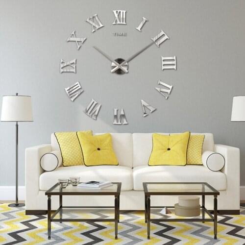 Creative large size mirror acrylic DIY wall clock Classic Roman living room bedroom personality wall sticker wall clock