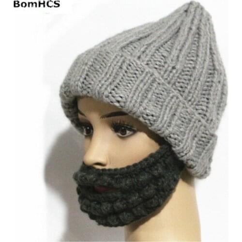 BomHCS Cool Funny Beard Knitted Hat 100% Handmade Winter Mask Beanie Cap